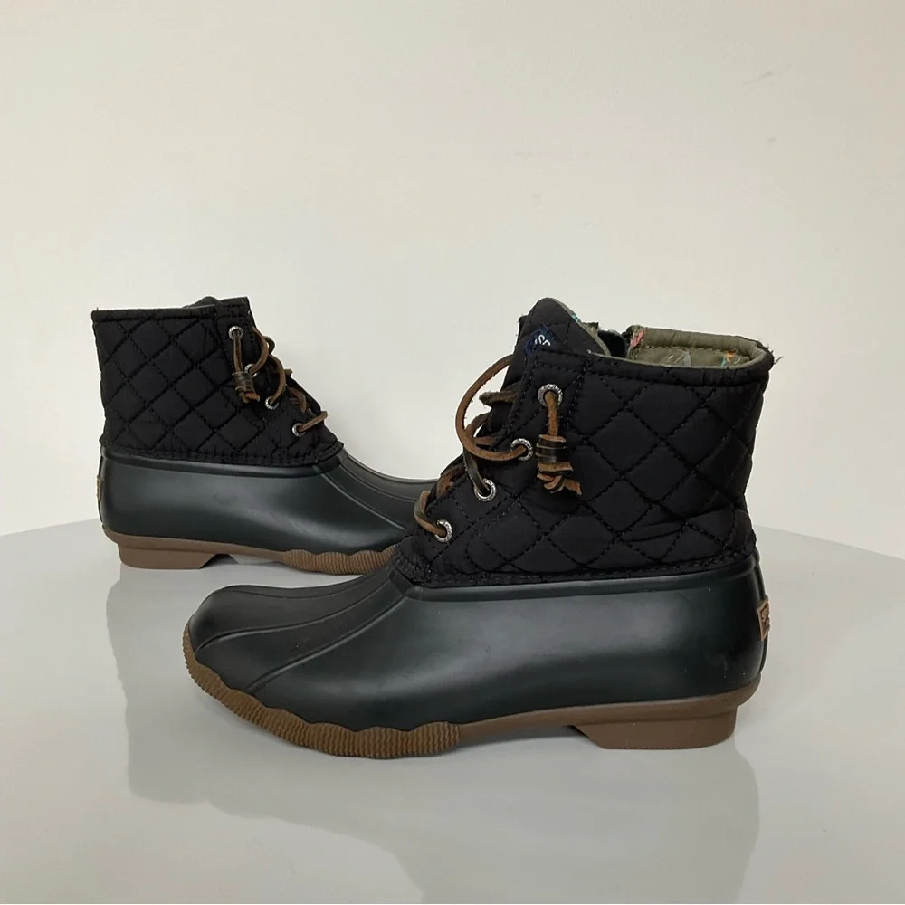 Sperry Black Waterproof Duck Boots. Size 7.5 Women's - Picture 7 of 11
